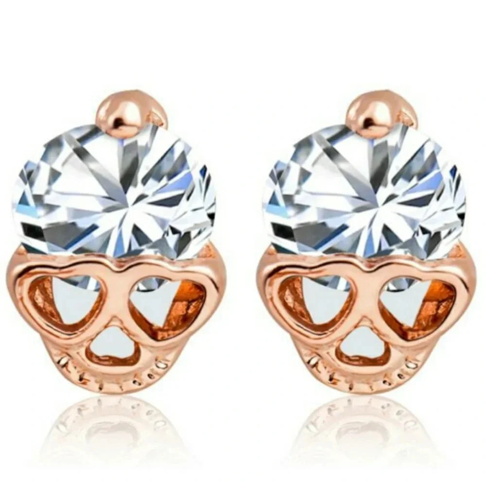 Rose Gold Skull Earrings
